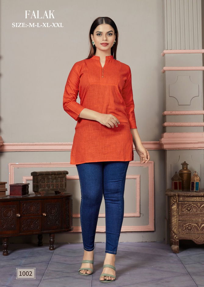 Falak By Sangeet Tunic Slub Cotton Short Kurtis Wholesale Market In Surat